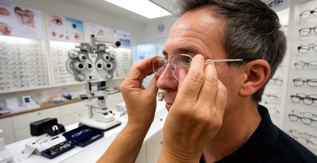 Opticienne ajustant les branches d'une paire de lunettes sur le visage d'une cliente